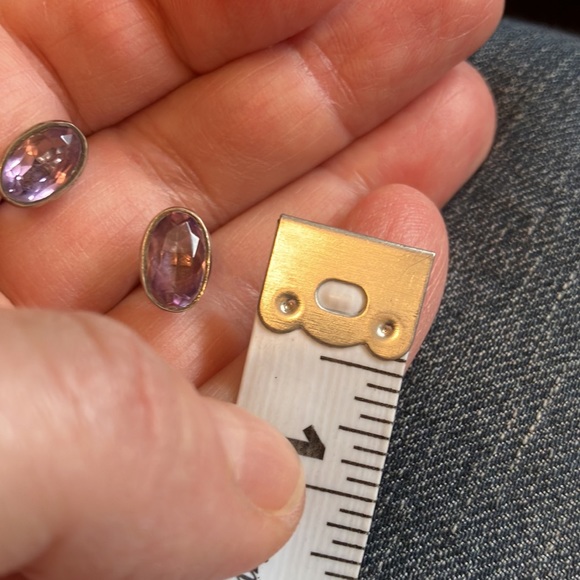 Vintage Shiptonia England Sterling Silver & Amethyst Pierced Earrings - Picture 5 of 6